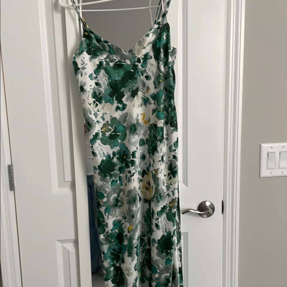 Floral Green and White Maxi Dress